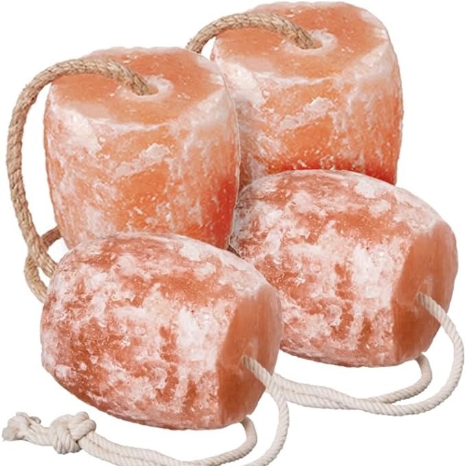 Himalayan Salt Square Round Cylinder Shape Organic Material with Rope Hanging Salt Blocks for Animals Himalayan Salt Licks