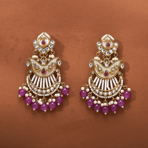 Pendientes de araña de moda occidental Indo inspirados en el diseñador famosos por su Chapado en madre perla y Mehndi - Product Image 4