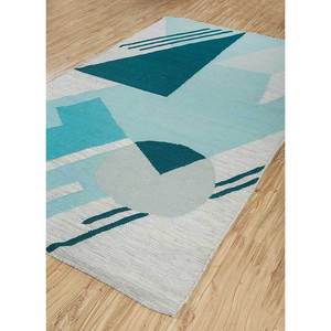 Alfombras Clásicas de Lana Tejida Plana Azul, Hechas a Mano, ADWL-13063, Diseño a Cuadros, para Sala de Estar, Pasillo, Alfombra Rectangular de Viscosa, Nueva - Product Image 2