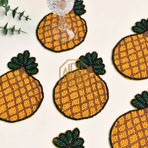 Posavasos con cuentas en forma de piña hecho a mano, alfombrillas decorativas para bebidas para cocina, mesa de comedor, portavasos de café, suministro al por mayor a granel - Product Image 3