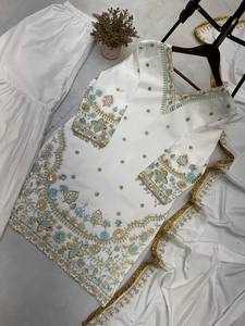 EID Đặc biệt thiết kế xu hướng hàng đầu với <span class=keywords><strong>sequans</strong></span> thêu làm việc hàng đầu với sarara và dupatta với ren làm việc - Product Image 3