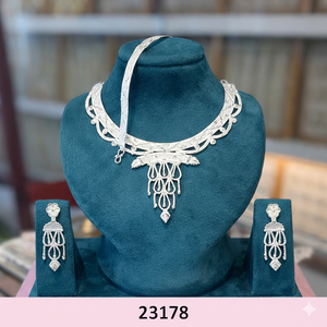 Luxury Gold-Plated Filigree <b>Necklace</b> <b>Set</b> with Drop <b>Earrings</b> | Traditional Bridal & Festive Jewelry <b>Set</b> Model 23177 - Product Image 2