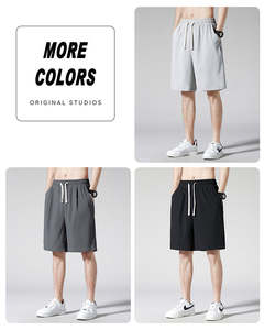 Summer Casual Solid Color Mid-Waist Design for Outdoor Running & Gym Wear Men's Active Bottom Shorts - Product Image 1