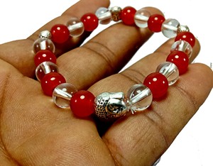 High quality Red Carnelian & clear Crystal Buddha <b>Beads</b> Stone <b>Bracelet</b> Crystal Gemstone Fashion Jewelry <b>Men</b> and Women Energy - Product Image 2