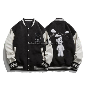 Vintage Baseball Streetwear Stand Chenille Patches Embroidery Winter College Letterman Custom Wool Varsity Jacket for Men Women - Product Image 4
