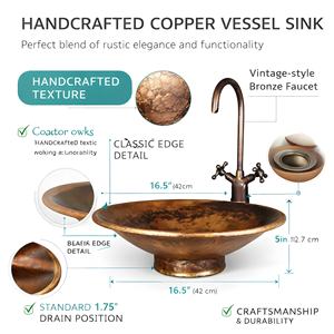 Évier de cuisine moderne de luxe à double bac avec façade d'appoint en cuivre pur, à poser sur comptoir, facilement transportable, finition ultra brillante - Product Image 6