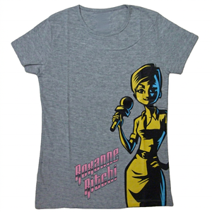 Camiseta de Manga Corta Gris para Mujer, Estampado del Personaje de Roxanne Ritchi, Jersey Informal de Cuello Redondo, Tejido Ajustado, 100% Algodón - Product Image 1