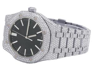 Reloj Mecánico Automático de Lujo con Diamante Moissanite, Corte Brillante, Correa de Acero Inoxidable, Esfera de Cristal de 41 mm, Caja Cuadrada, Estilo Antiguo - Product Image 1