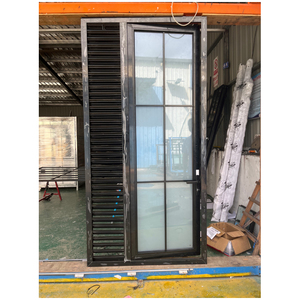 Puertas francesas de vidrio esmerilado templado doble de aluminio <span class=keywords><strong>roto</strong></span> térmico con persianas - Product Image 4