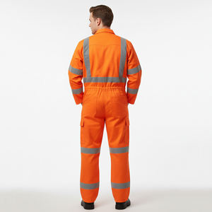 Custom Made OEM <b>Service</b> Reflective Safety Workwear Coveralls ANSI Class 1 LED Flash High Visibility 100% cotton men's coverall - Product Image 2
