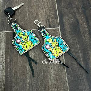 Nouveau porte-clés en cuir artisanal occidental, peint à la main, avec motif de tournesol et de cactus, porte-clés durable pour sacs, clés, cadeaux - Product Image 1