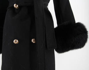 Manteau Élégant en Laine Double Face pour Femme OEM 2025, Nouveauté avec Grand Col en Vraie Fourrure de Renard, Longue Veste en Cachemire et Laine pour Printemps, Automne, Hiver - Product Image 4