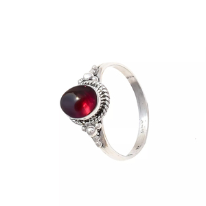Último diseño anillo fino de Plata de Ley 925 hecho a mano joyería minimalista Bohemia 6x8mm piedra preciosa ovalada granate Natural para mujeres - Product Image 4