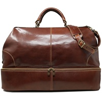 Bolsa de Viaje Diaria Unisex de Cuero Genuino, Gran Capacidad, Duradera, con Cierre de Cremallera, Personalizable, Lisa, de Alta Calidad, con Logotipo Personalizado