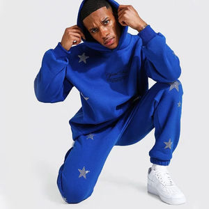 Chándales de diamantes de imitación de gran tamaño de alta calidad, diseño personalizado, Sudadera con capucha, conjuntos de chándales de estilo callejero - Product Image 3