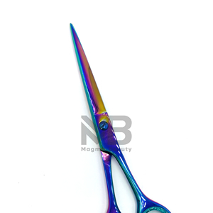 สีรุ้งมาใหม่ใบมีดสแตนเลสด้ามกลมกรรไกรซอยบางและกรรไกรตัดผมมืออาชีพ - Product Image 3