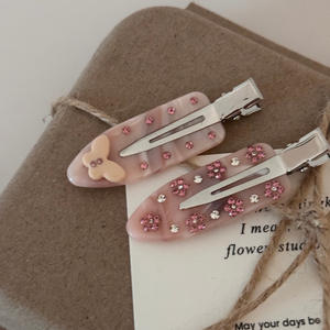 Pinza de Pelo Acrílica Dulce y Linda con Diamantes de Imitación, Pinza de Presión Rosa para Niñas - Product Image 2