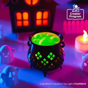 Caldero de Bruja Adorable para Decoración con Velas de Té de Halloween - Product Image 1