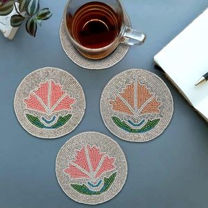 36" Glass Beaded Dining <b>Table</b> Coaster High Quality Hand Beaded Work With Custom Floral Design <b>Low</b> Price Coaster for Christmas - Product Image 1