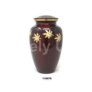 Gold Leaf Design Large Size Cremation Adult Urn for Human Ashes With Free <b>Velvet</b> <b>Bag</b> - Product Image 1