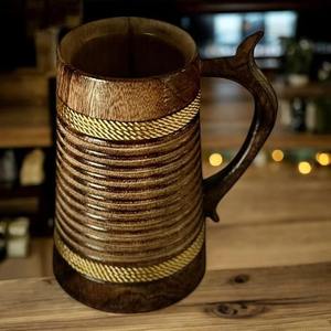 Chopes à bière Amazons, dernières chopes à boire en bois naturel de style viking, chopes en bois pour la maison, l'hôtel et le restaurant, fabricant indien - Product Image 2