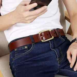 OEM/ODM Manufacturer Fashion Design Customizable Cowhide Genuine Leather Men's Belt Steel Waterproof Breathable Custom Logo - Product Image 6