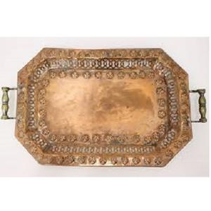 ถาดเสิร์ฟทองเหลืองสไตล์วินเทจสำหรับตกแต่งร้านอาหารโรงแรม - Product Image 1