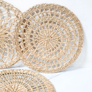 Tapete de mesa tejido ecológico para decoración de comedor rústica y Bohemia, hecho a mano Mantel Individual, platos de cargador de algas marinas hechos a mano de Vietnam - Product Image 3