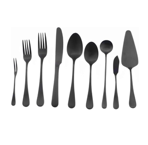 Juego de cubiertos de metal negro para bodas Juego de cubiertos de acero espejado de color portugués Mango Cucharas de cubiertos dorados - Product Image 6