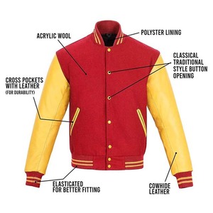 Vente en gros, prix bon marché, meilleure vente, tissu polaire et cuir de qualité supérieure avec logo personnalisé pour hommes, vestes d'université d'hiver - Product Image 2