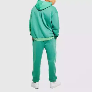 Chándal con capucha de invierno para hombre, cuello personalizado, forro polar, cordón, conjunto de talla grande con logotipo personalizado, venta al por mayor - Product Image 4