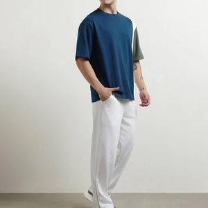 Customized Eco-Friendly 100% Cotton Comfortable <b>Men</b> Summer Tracksuit Set with Custom Logo <b>T</b>-<b>Shirt</b> and Trousers - Product Image 4