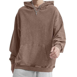 Sweat-shirt à capuche en coton oversize pour hommes de haute qualité, sweat-shirt à capuche basique grande taille mélangé pour garçons jaune uni - Product Image 1