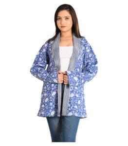 Chaqueta de algodón acolchada bohemia de Invierno para mujer Diseño vintage reversible Cierre de botón floral Bolsillos estampados Longitud corta - Product Image 5