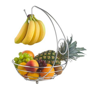 Banana Hanger Fruit <b>Basket</b> <b>Storage</b> Metal Wire <b>Basket</b> Woven Bamboo Iron Daily Home Organizing <b>Vegetable</b> <b>Storage</b> Kitchen Garden - Product Image 1