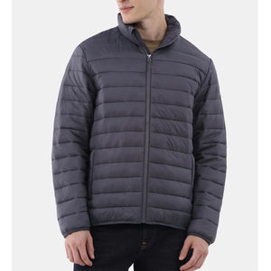 Blouson d'hiver décontracté pour homme, style urbain moderne, motif uni, col montant, fermeture éclair - Product Image 3