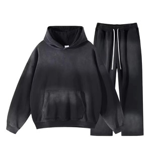 Fabricant en gros Fabricant unisexe survêtement sweat-shirt et pantalon de survêtement ensemble coton uni bouffant imprimé survêtements personnalisés pour hommes - Product Image 4