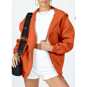 OEM personnalisable sweat à capuche zippé surdimensionné femmes épaules tombantes poches kangourou sweat à capuche zippé pour les femmes - Product Image 3