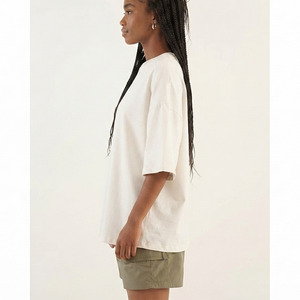 Camiseta de Manga Corta con Cuello Redondo Extra Grande para Mujer, 100% Algodón, Color Sólido, Corte Holgado, Estilo Primavera-Verano - Product Image 6