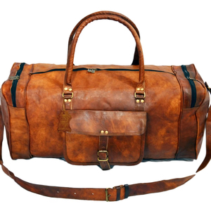 Genuine Leather Duffle <b>Bag</b> Travel Luggage <b>Shoulder</b> Gym Sports Weekend Holdall for <b>Men</b> and Women - Product Image 1