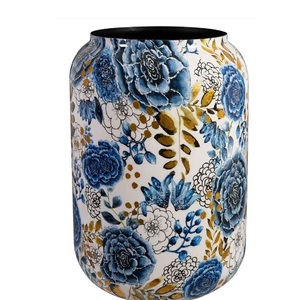 Grande jardinière en métal à imprimé émaillé avec logo personnalisé, vase à fleurs en fer fait à la main, meilleur design pour la décoration de la maison ou de la table de mariage - Product Image 1