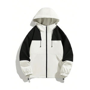 OEM al por mayor 100% algodón Unisex impermeable de manga larga con cremallera frontal chaqueta sólida personalizada chaqueta cortavientos de invierno - Product Image 1