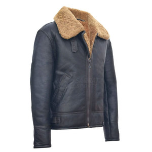 Veste d'hiver en cuir et peau lainée pour homme, nouvelle mode, imperméable, respirante, avec logo frontal, très vendue - Product Image 2