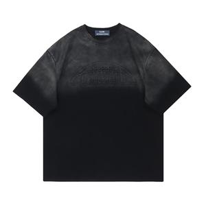 Usine en gros mode luxe 250/300 GSM poids lourd surdimensionné hommes T-Shirts 100% coton bouffée impression t-shirts - Product Image 3