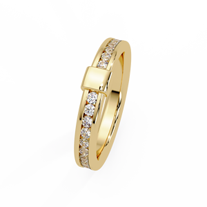 Modernist Lock Buckle Band Channel Set Eternity Wedding Ring 18K <b>Solid</b> Gold Round Cut Lab Grown Diamond Ring Factory Wholesale - Product Image 3