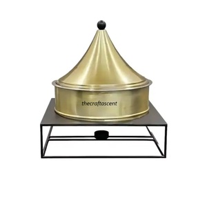 Venta caliente Premium Gold Finished Food Warner de acero inoxidable con soporte Cazuela de calidad premium con servidor de alimentos de forma redonda - Product Image 1