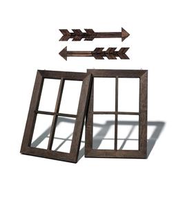 Decoración de pared de granja Marco de ventana Panel de madera con decoración de flechas arte de pared rústico para entradas sala de estar comedor - Product Image 1