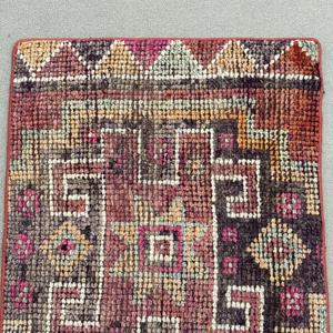 Vintage Rug, 1.9x2.7 ft Small Rug, Red <b>Brown</b> <b>Wool</b> Rug - Product Image 5