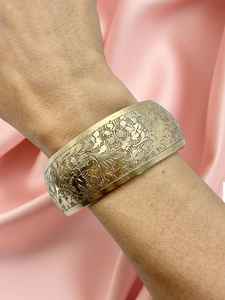 Bracelet jonc en laiton gravé floral large et moderne, taille personnalisée, style bohème, empilable, artisanat MS, Ms-wc-001 - Product Image 5