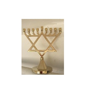 วินเทจคลาสสิกเจ็ดสาขาทองเหลืองแข็ง Menorah อิสราเอลเยรูซาเล็มทำด้วยมือเจ็ดสาขา - Product Image 6
